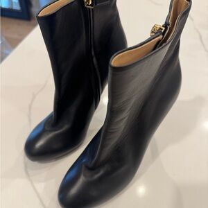 CHANEL Black Leather Ankle Booties